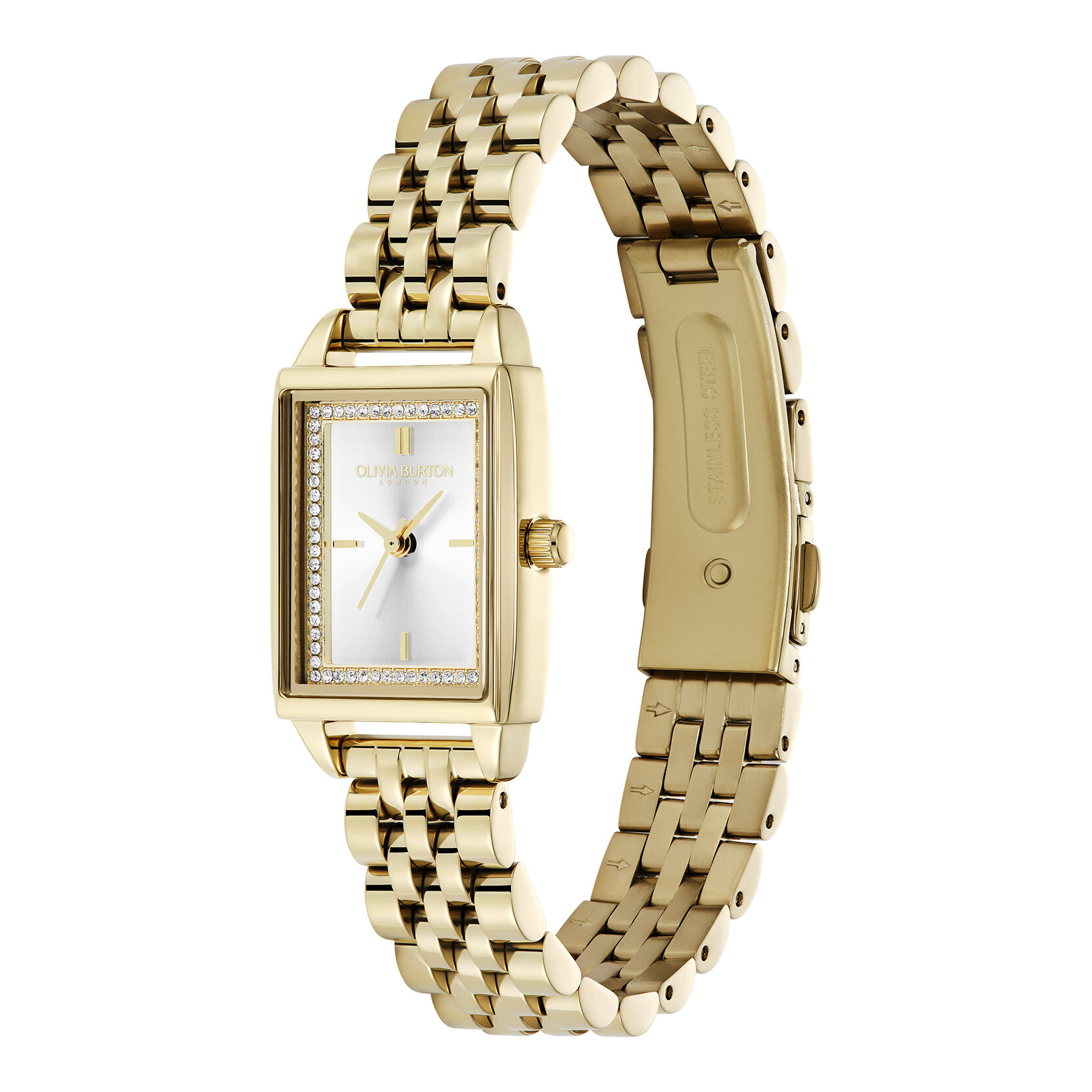 21mm Rectangle White & Gold Bracelet Watch