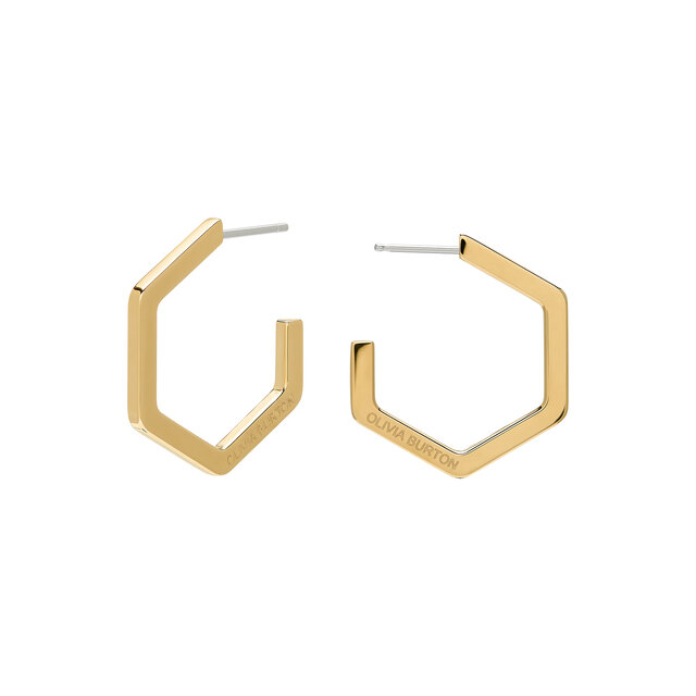 Honeycomb Gold Plated Large Hoop Earrings