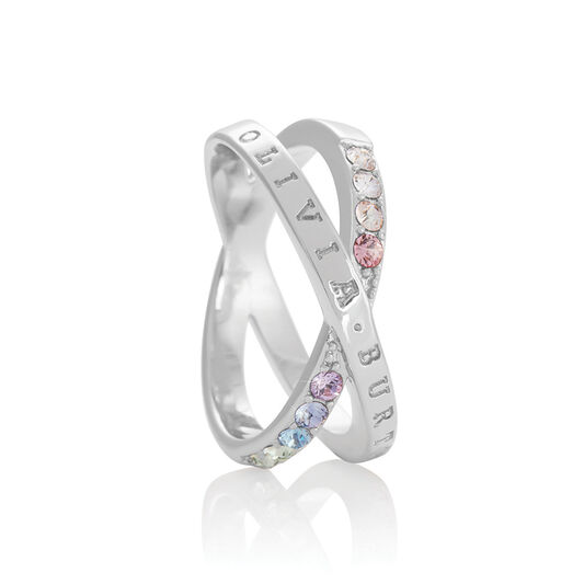 Bejewelled Classics Rainbow Interlink Ring Silver