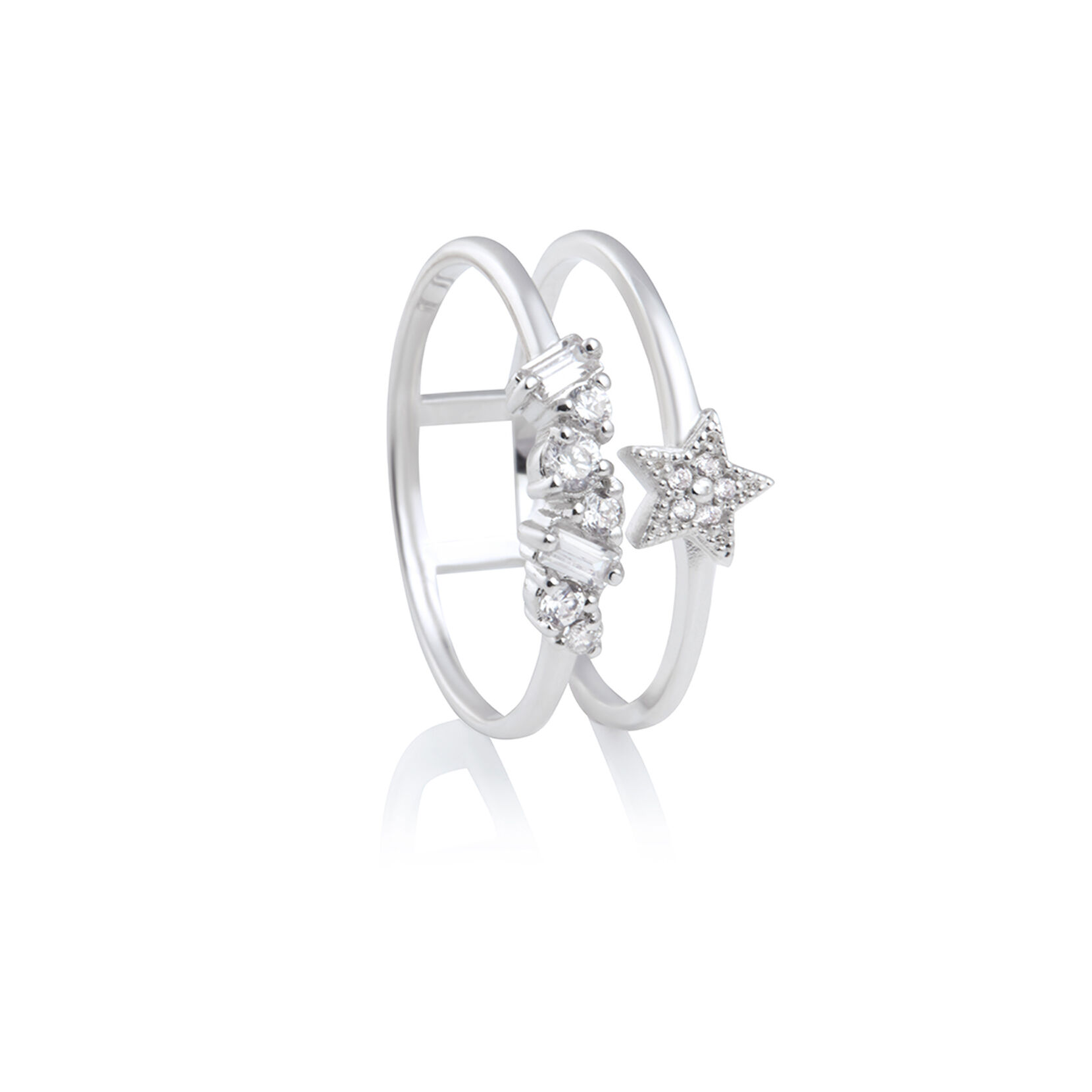 Celestial Silver Celestial Double Band Ring L