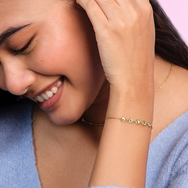 Bracelet Superposition Ever Stacked Cristal Honeycomb Plaqué Or