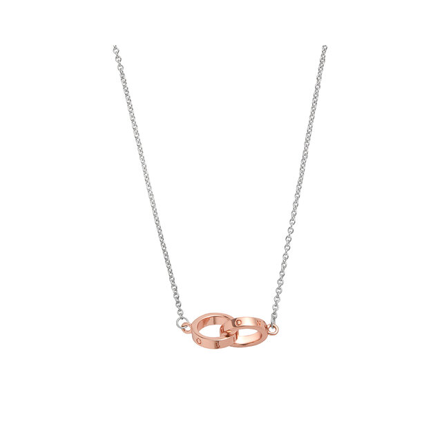 Collier Entrelacé Argent Et Or Rose