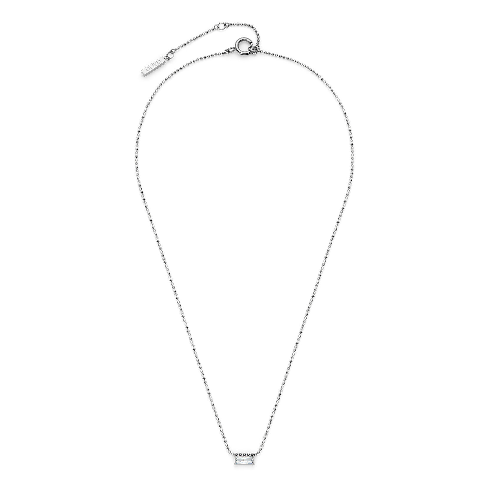 Baguette Crystal Silver Tone Necklace