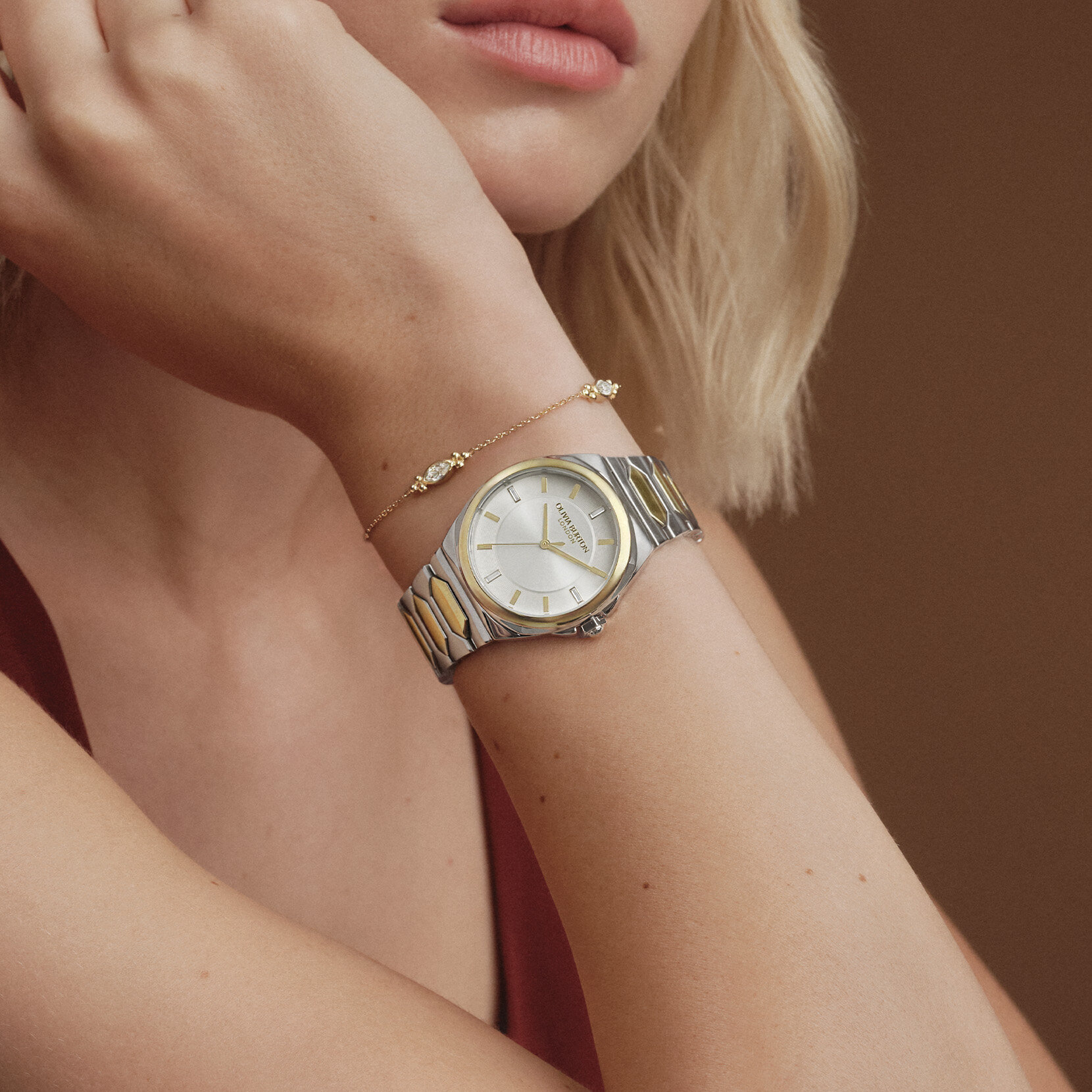 Montre Lustre 34 mm Ivoire & Bracelet Bicolore & Coffret Cadeau Bracelet Dainty