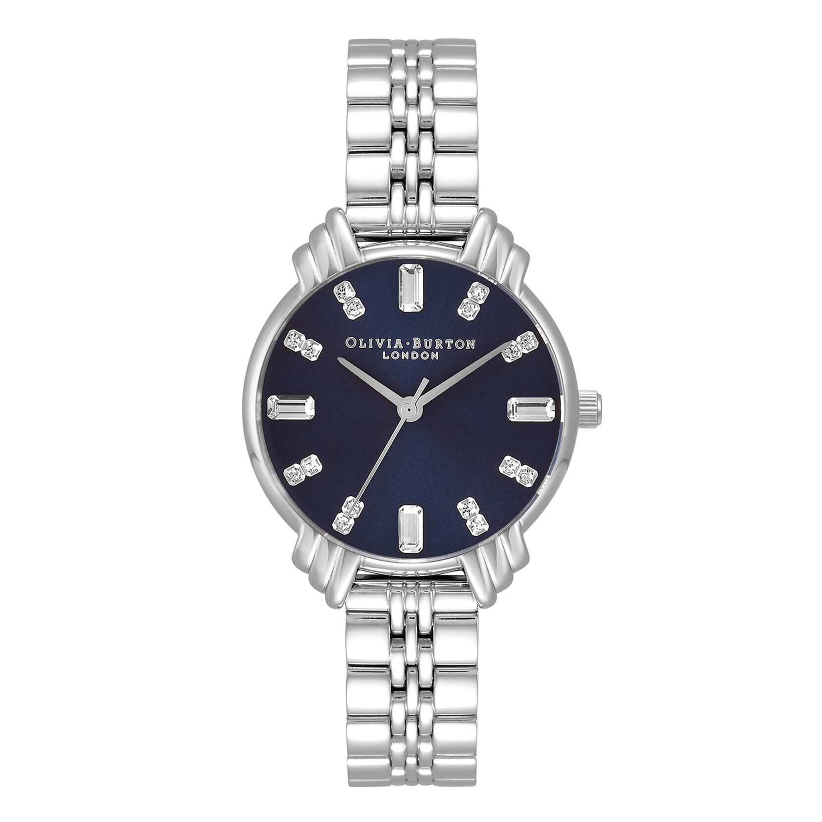 Art Deco 30mm Blue & Silver Bracelet Watch