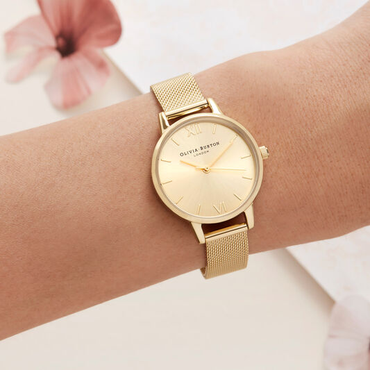 Sunray Gold Mesh Watch