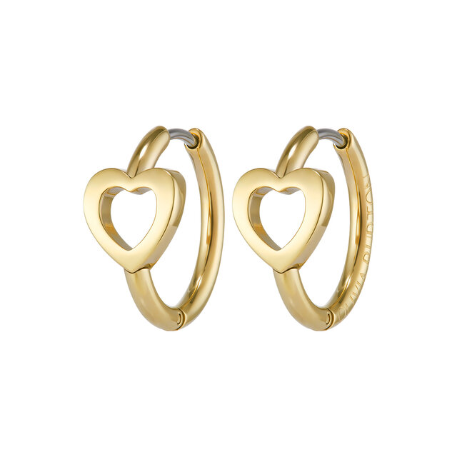 Boucles d'oreilles Kindred Interlink Heart plaqu&eacute;es or