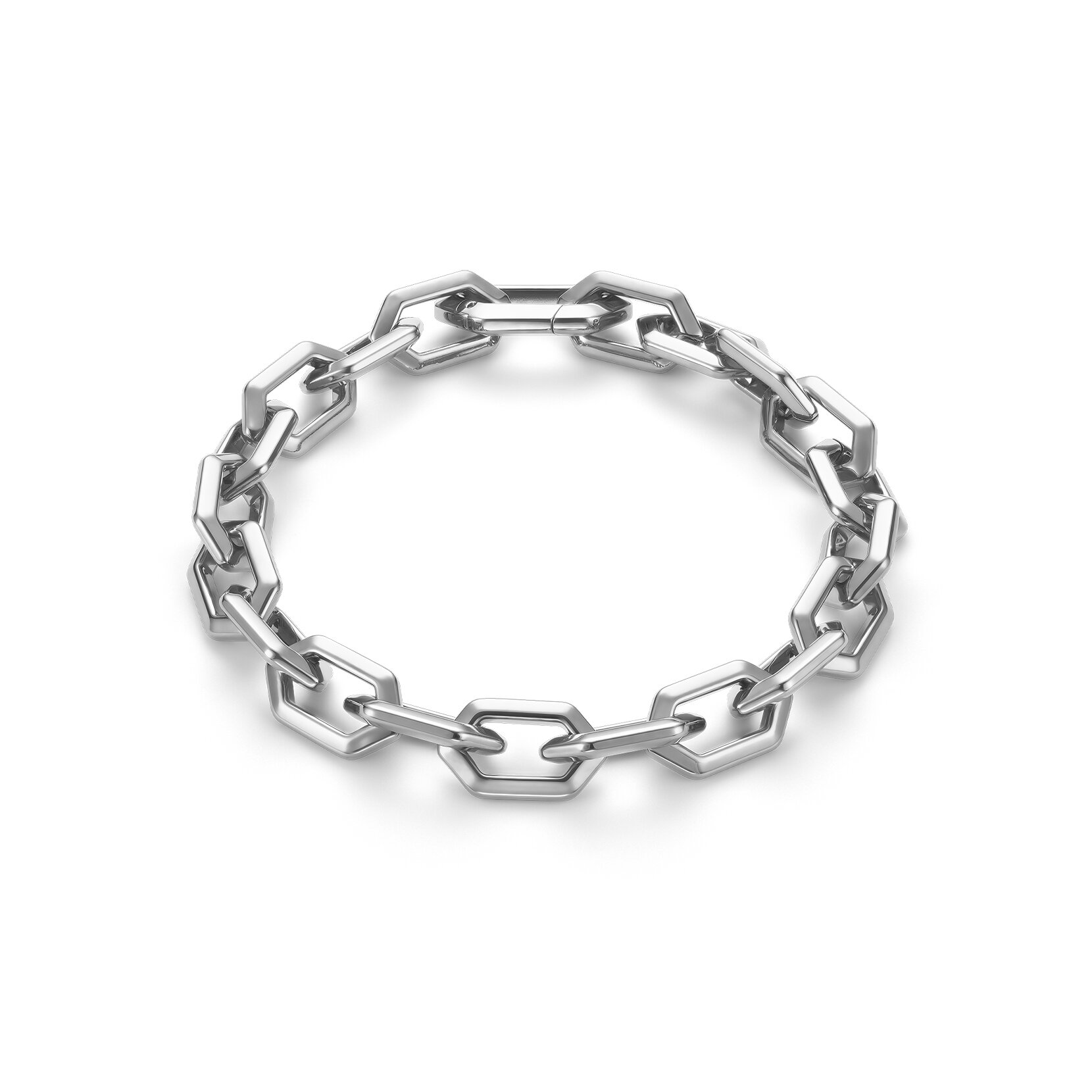 Bracelet Maillon G&eacute;om&eacute;trique Nid d'abeille Argent&eacute;
