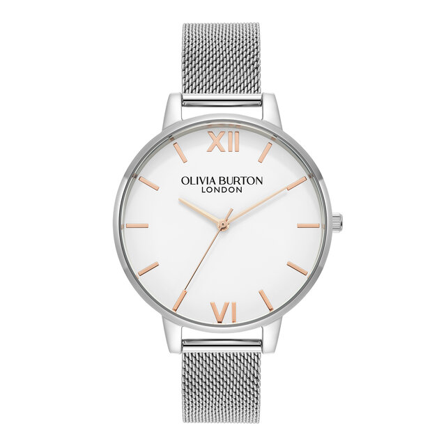 Montre 38 mm en maille Blanche et Argentée