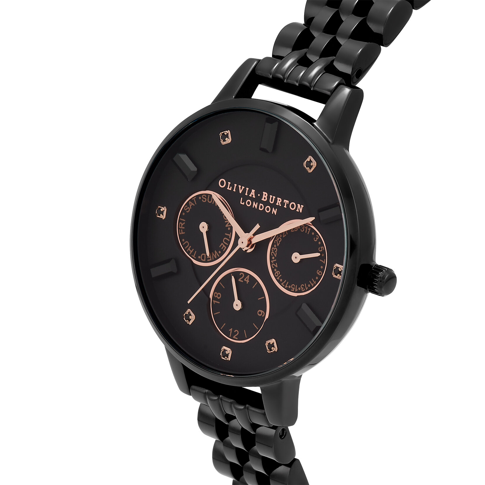 34mm Rose Gold & Black Bracelet Watch