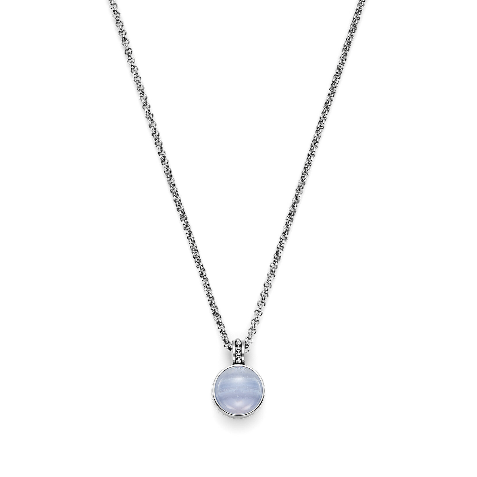 Purple Agate Cabochon Silver Tone Gemstone Necklace
