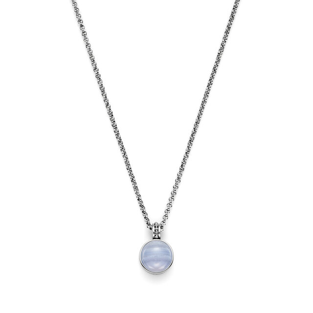 Collier Pierre Précieuse Agate Violet Cabochon Argent