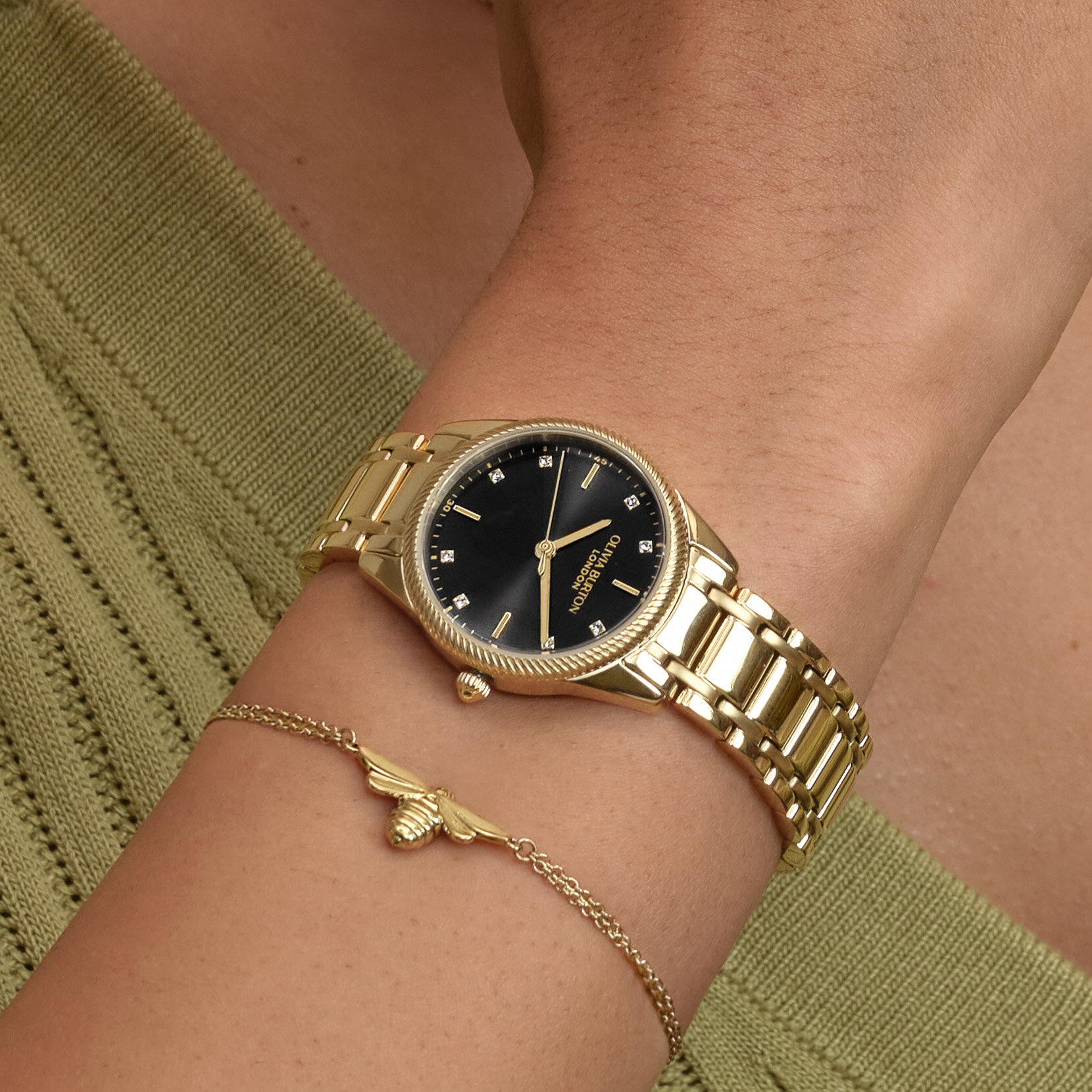 28mm Egerton Black & Gold Bracelet Watch