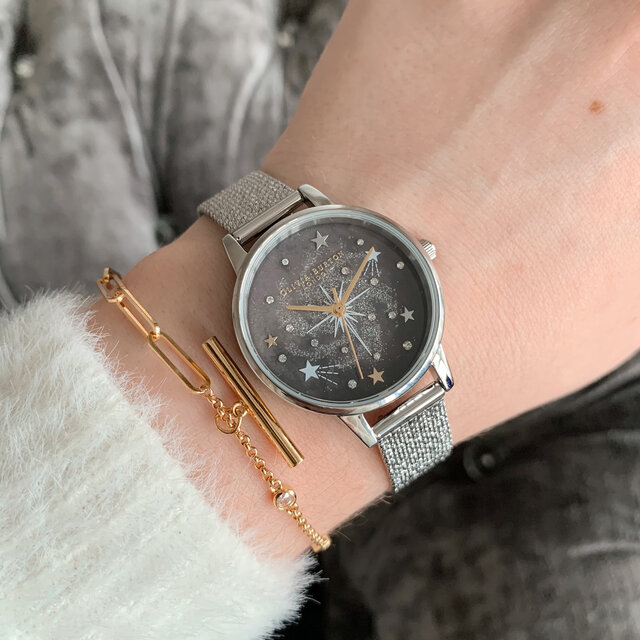 Cadran Celestial à cadran Midi et bracelet milanais argent