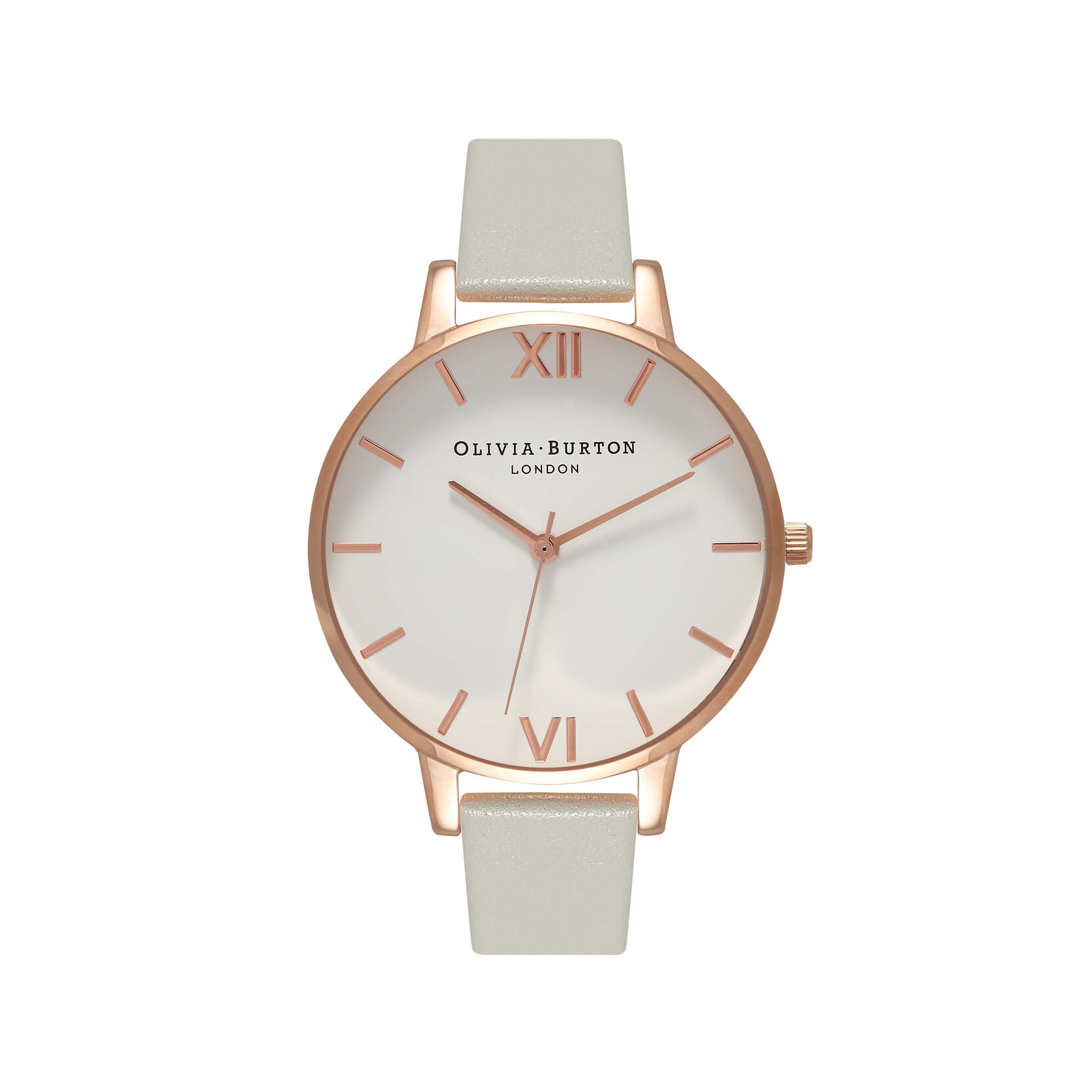 Ladies Big Dial Grey Rose Gold Watch Olivia Burton London
