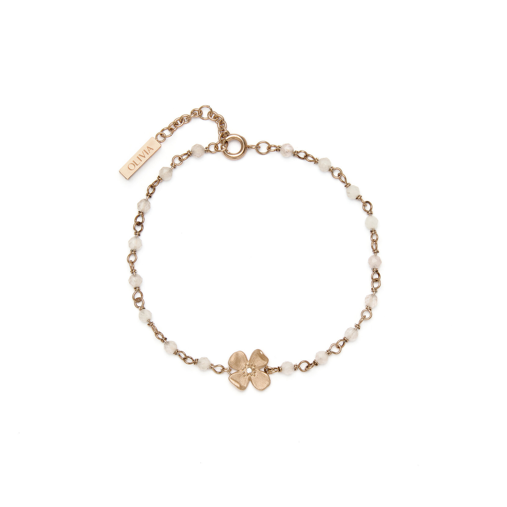 Dogwood Rose Gold Plated Beaded Charm Bracelet