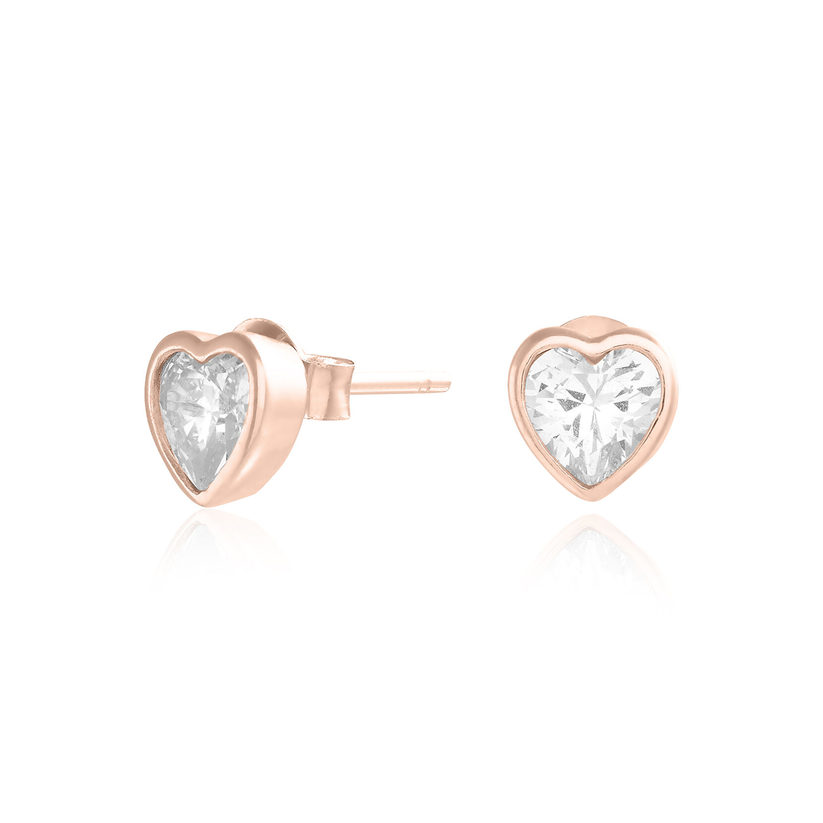 Classic Crystal Heart Studs Rose Gold