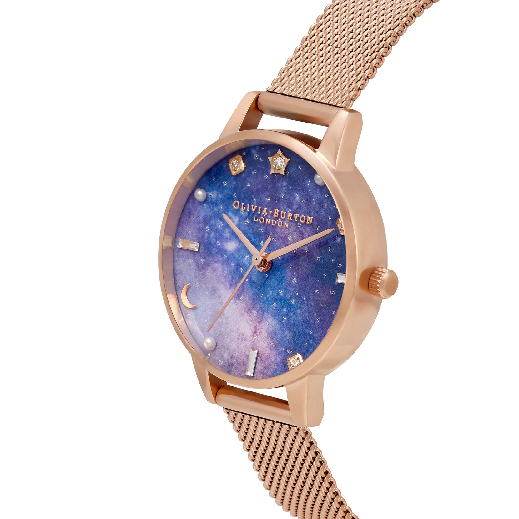 Montre Celestial Galaxy à cadran Demi et bracelet milanais or rose