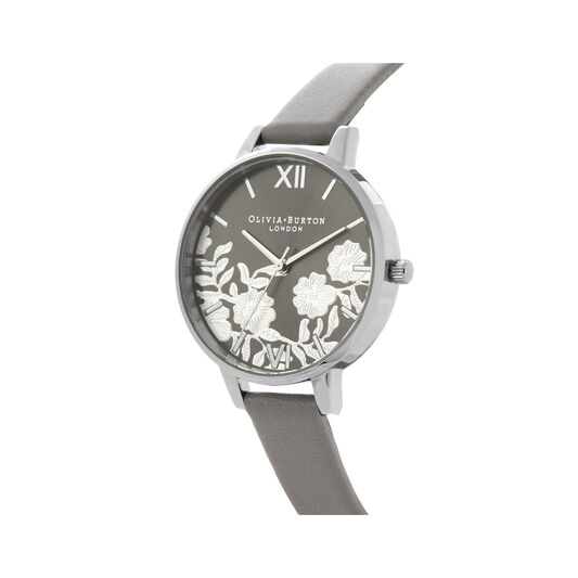 Lace Detail Grey & Silver Watch
