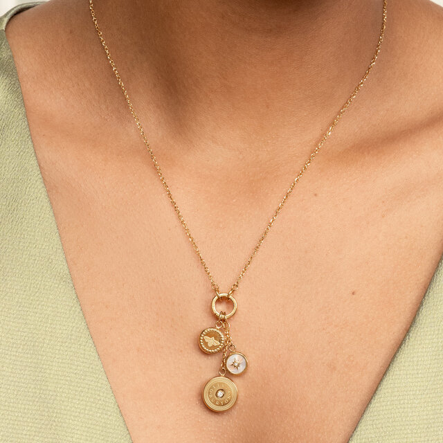 Collier Charms Abeille & Étoile Polaire Plaqué Or