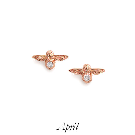 Celebration Rose Gold & White Topaz Bee Studs