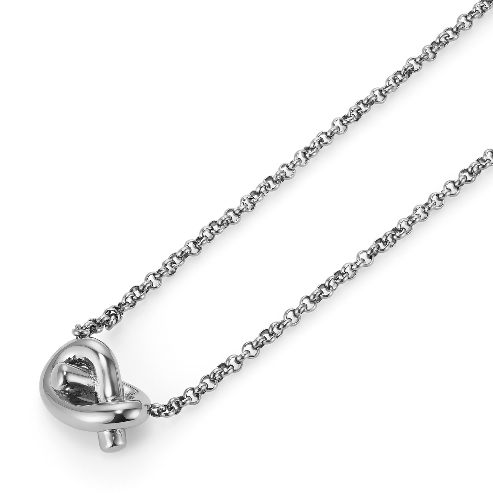 Lover's Knot Silver Tone Necklace