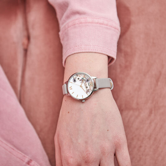 Watercolour Florals Demi Grey Lilac Rose Gold & Silver