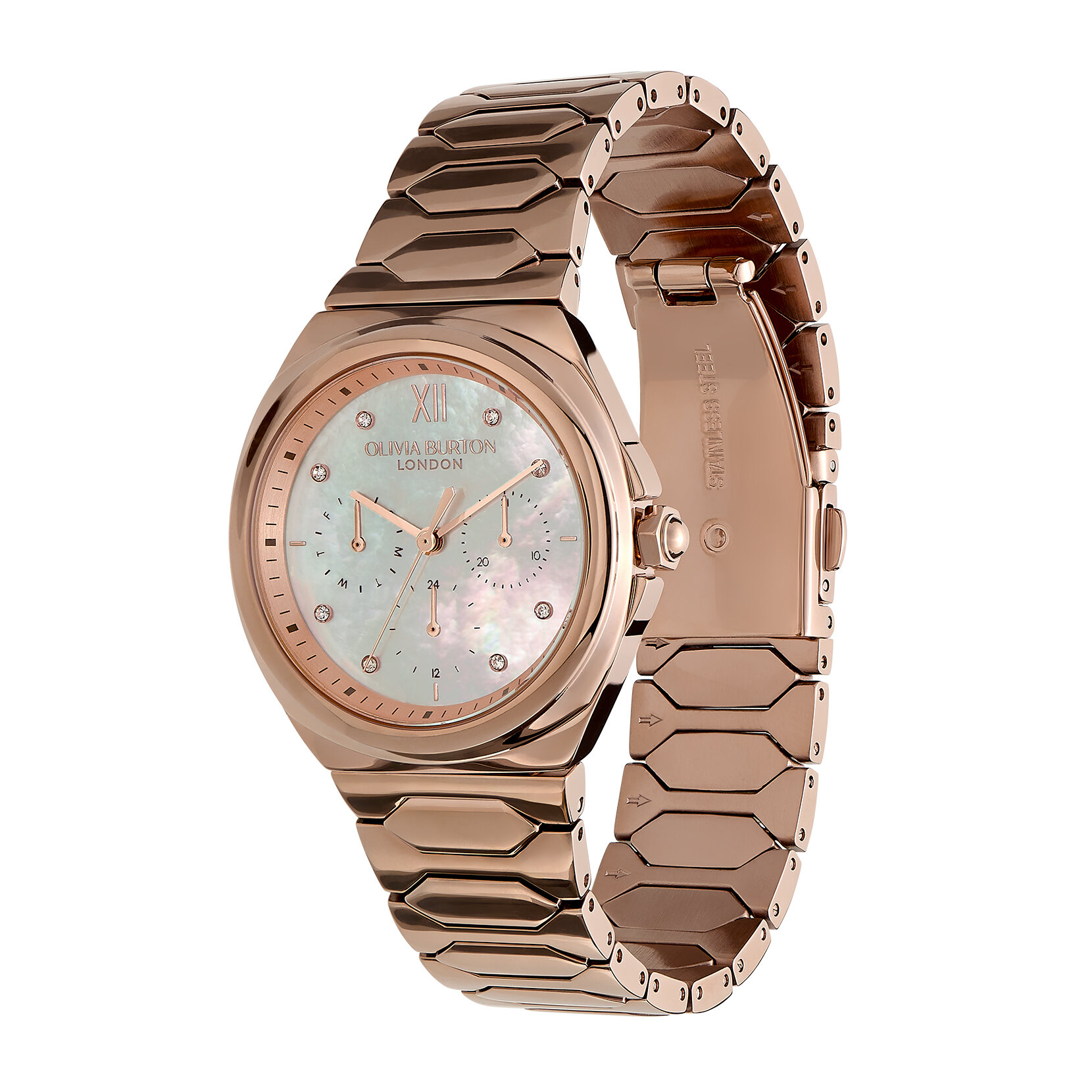 36mm Lustre Multi-Function White & Rose Gold Bracelet Watch