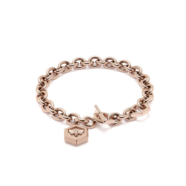Minima Bee Carnation Gold Toggle Bracelet