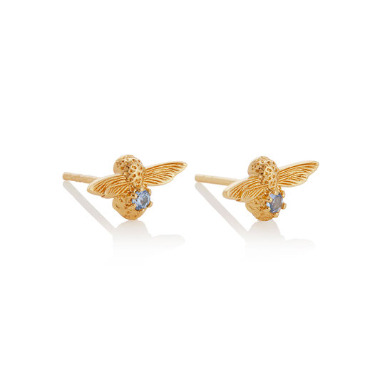 Celebration Gold & Blue Zircon Bee Studs