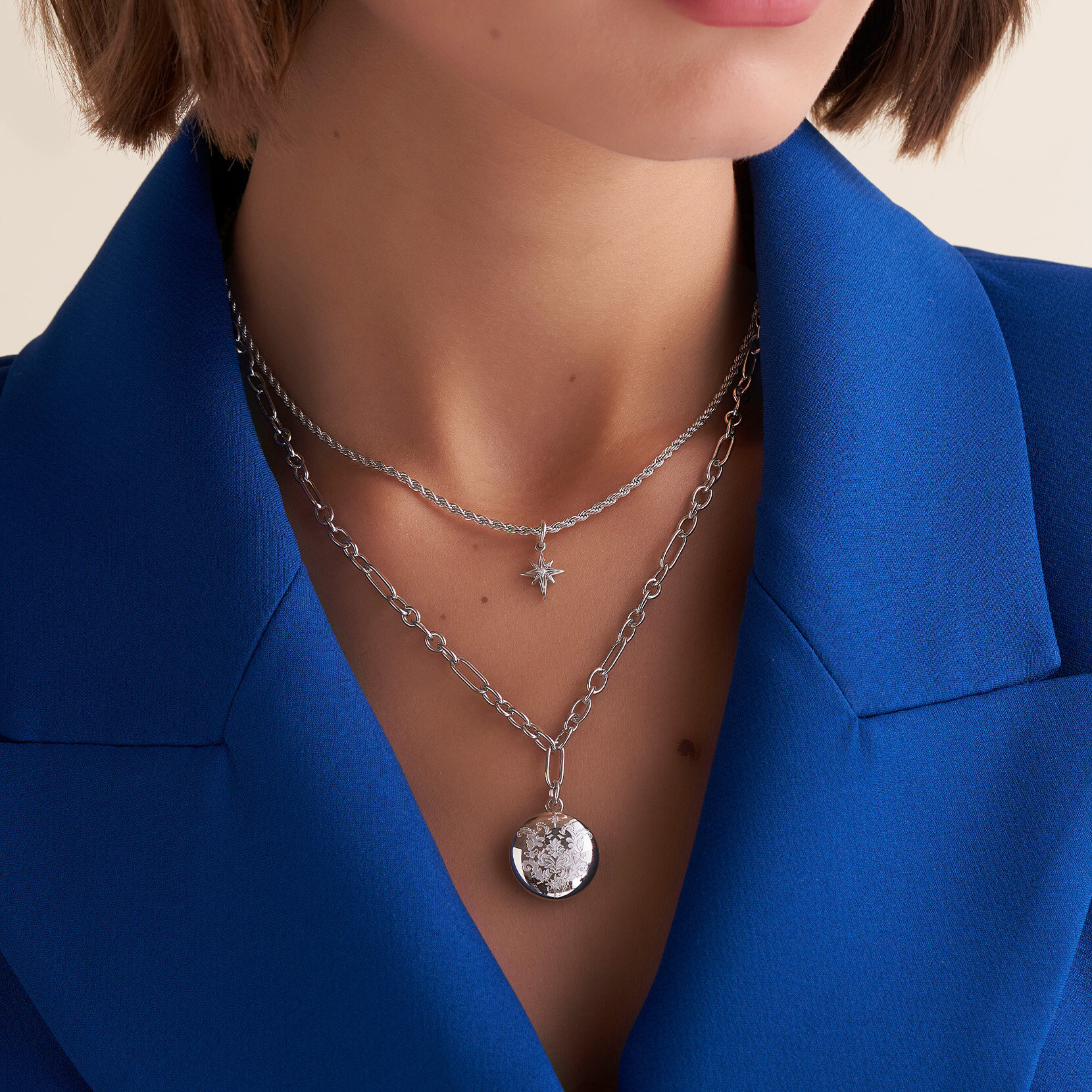Ever Stacked Silver Tone Multi-Chain Necklace
