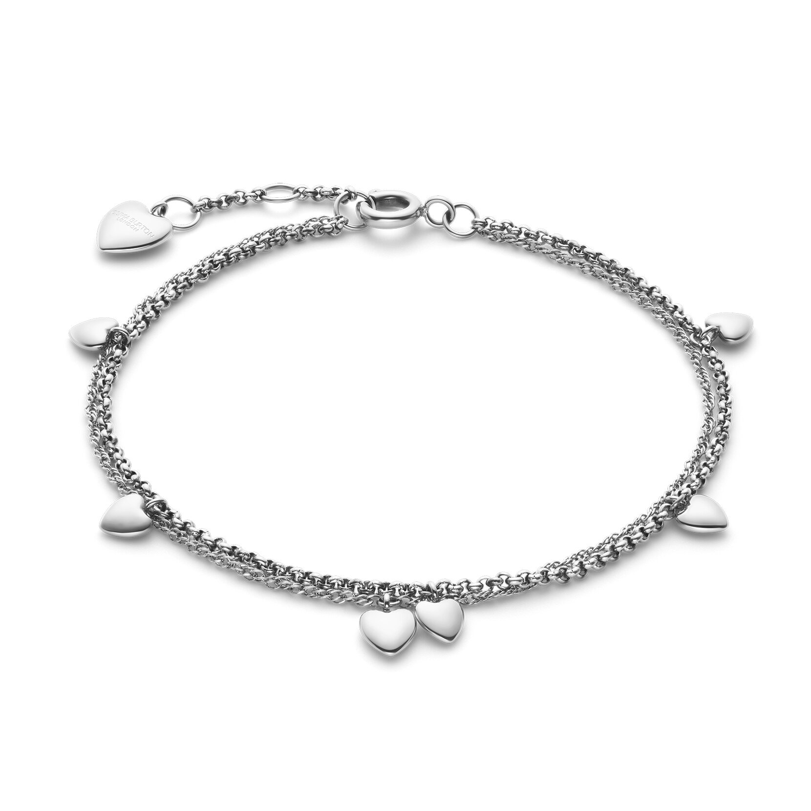 Bracelet Mini Heart Argent à Double Chaîne