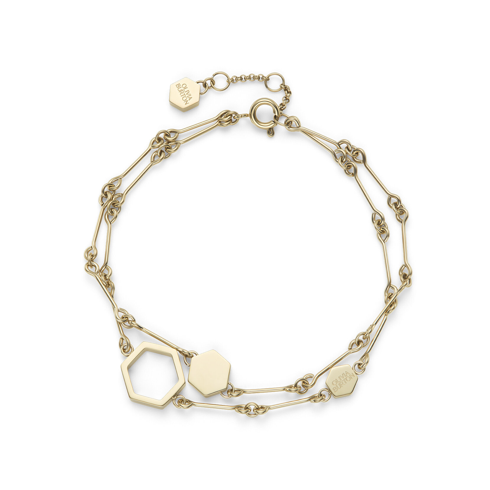 Bracelet Double Chaîne Honeycomb Plaqué Or