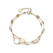 Honeycomb Gold Plated Double Chain Bracelet
