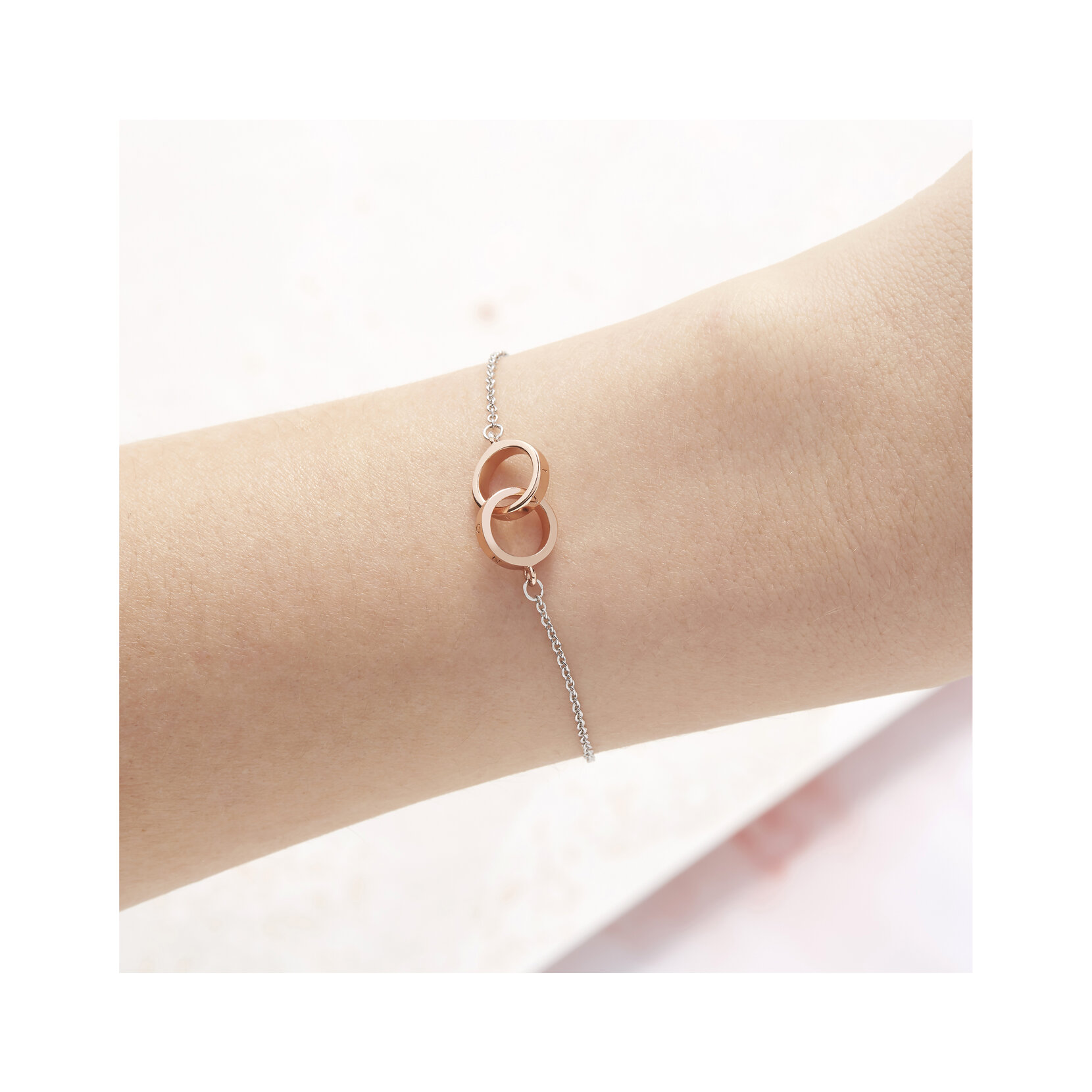 Silver & Rose Gold Interlink Bracelet