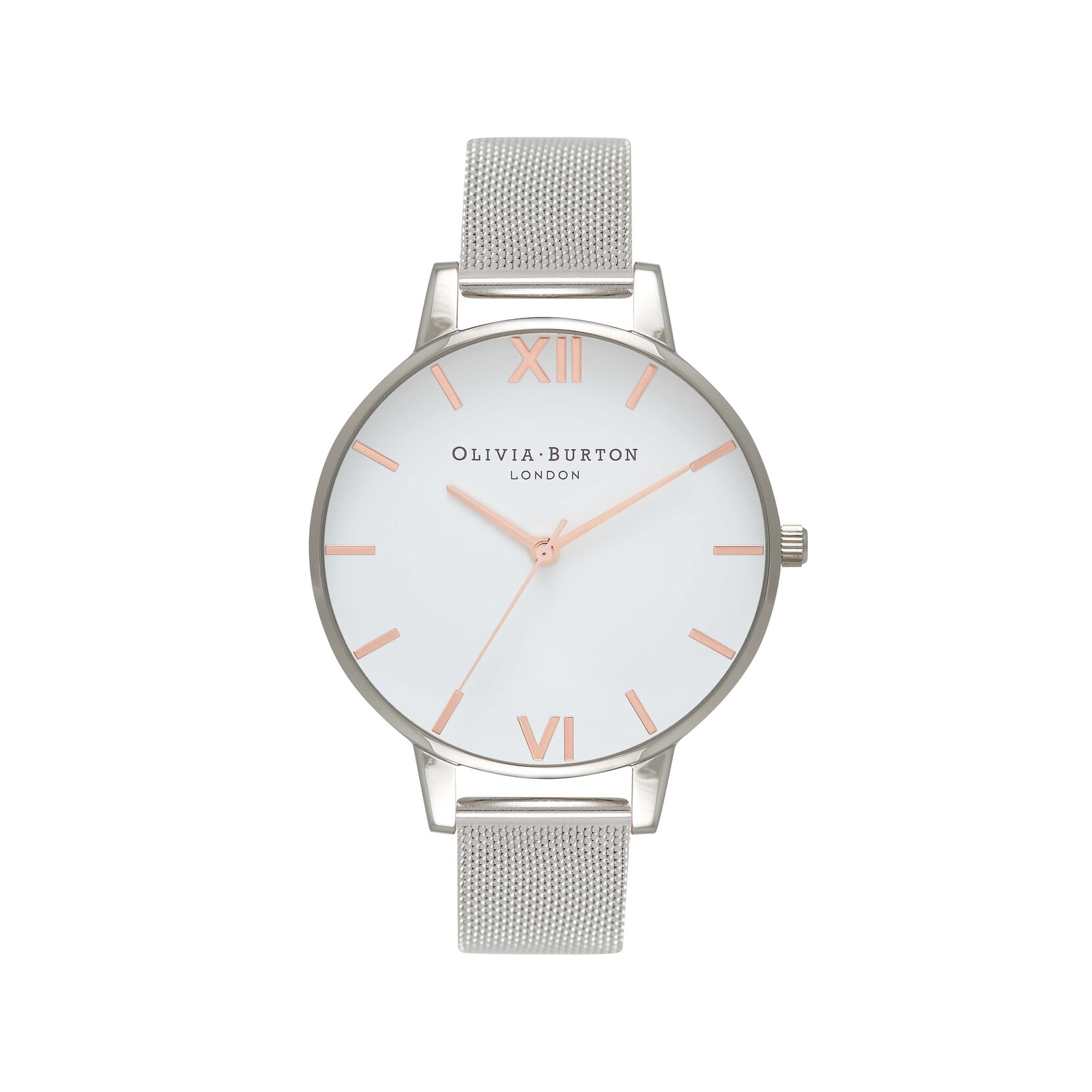 Montre à bracelet milanais or rose et argent et cadran blanc