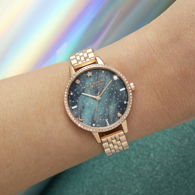 34mm Black & Rose Gold Bracelet Watch