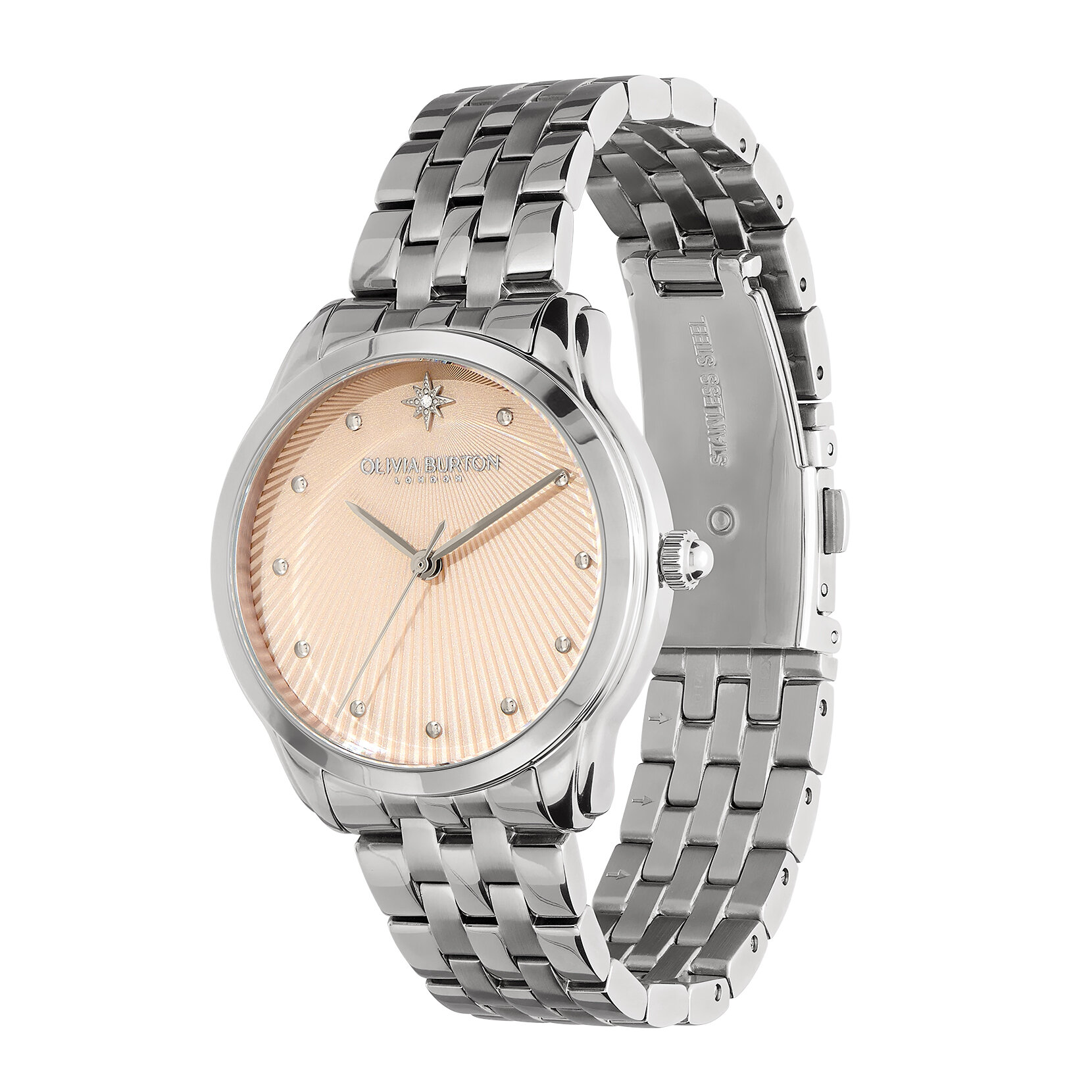 Coffret-cadeau Montre Starlight Rose pastel et Argent 36 mm & Bracelet Étoile polaire et lune