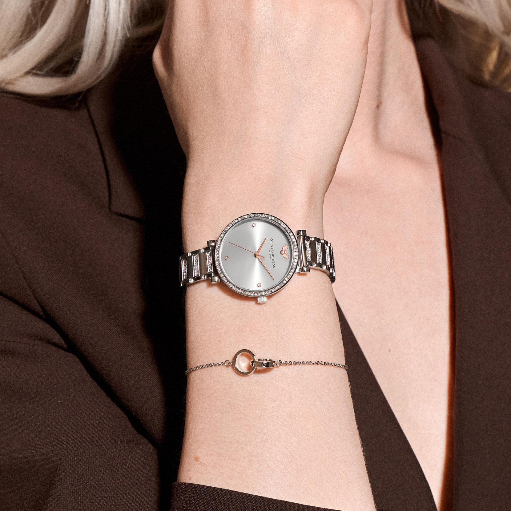Montre Belgrave Tbar gris à bracelet argent 32 mm