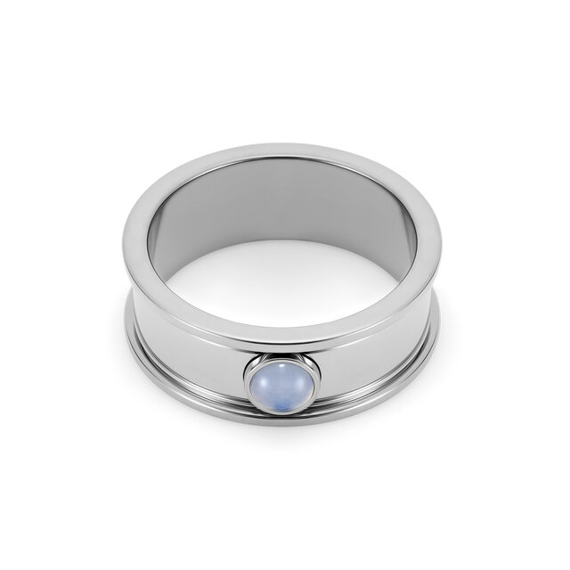 Purple Agate Cabochon Silver Tone Gemstone Ring S