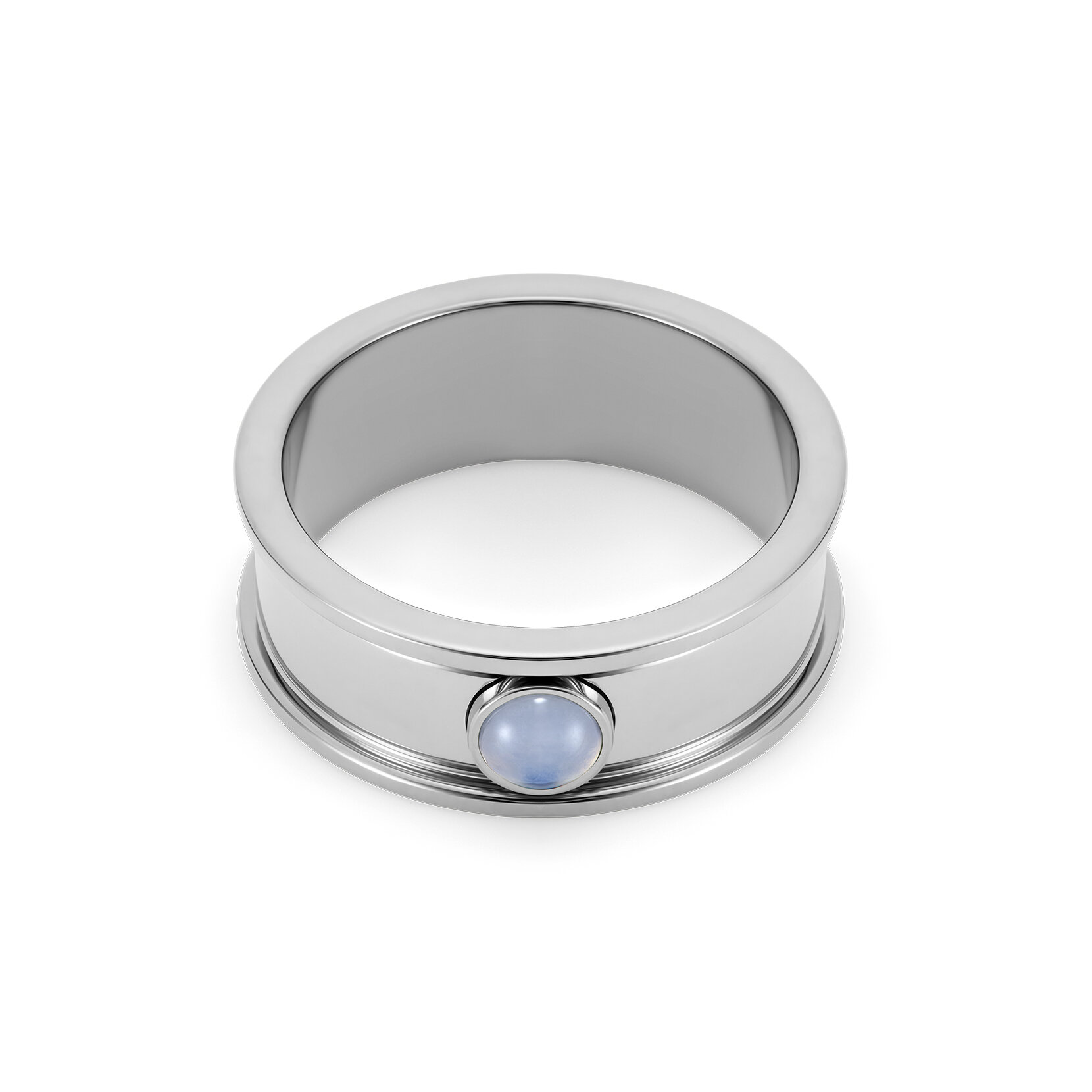 Bague L Pierre Précieuse Agate Violet Cabochon Argent
