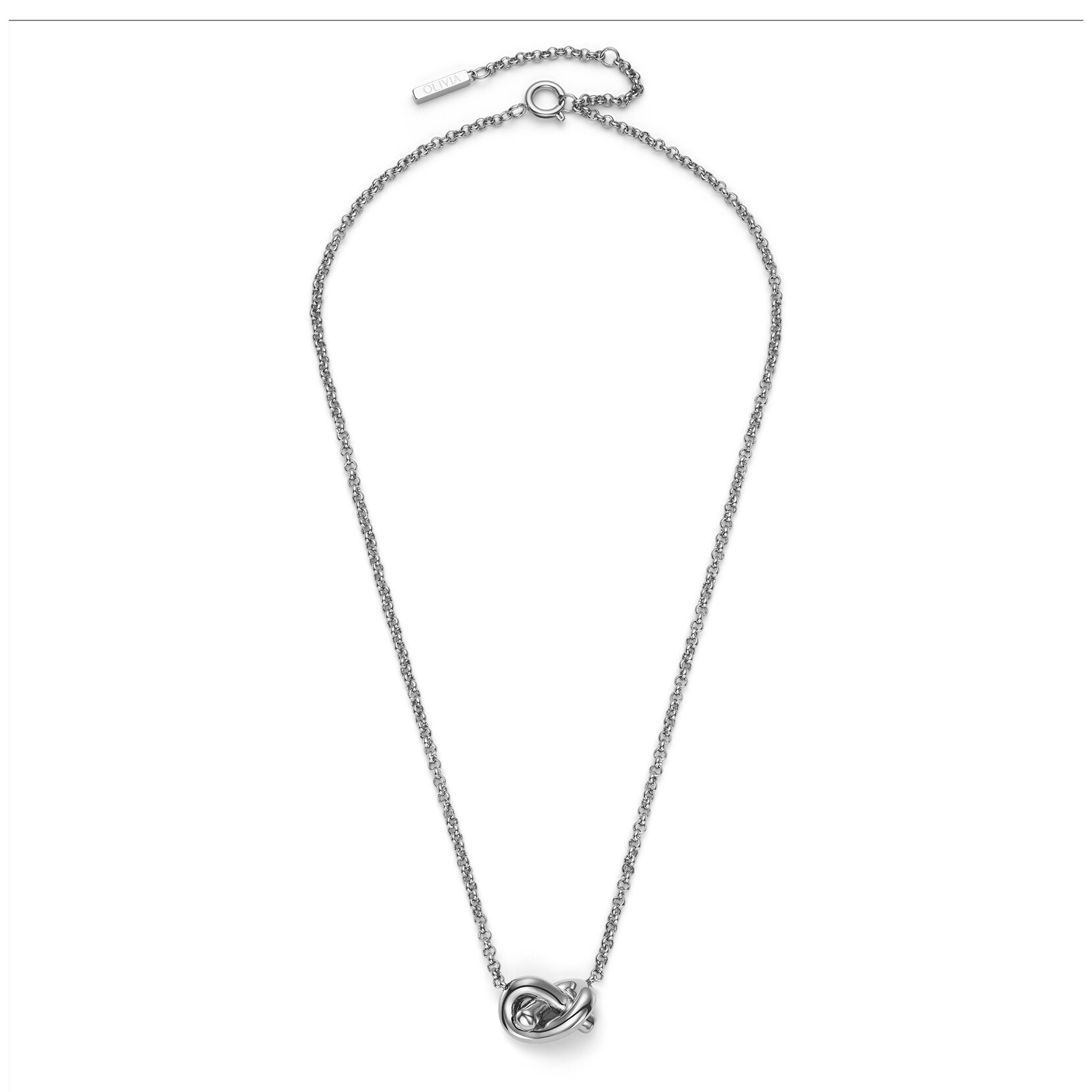 Lover's Knot Silver Tone Necklace