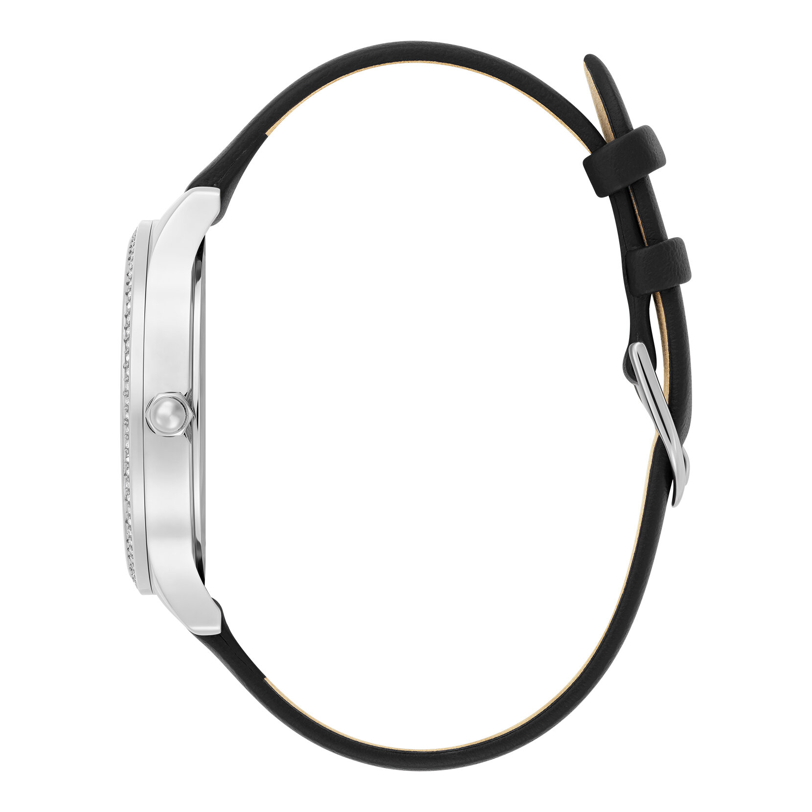 34mm Beaulieu Silver & Black Leather Strap Watch