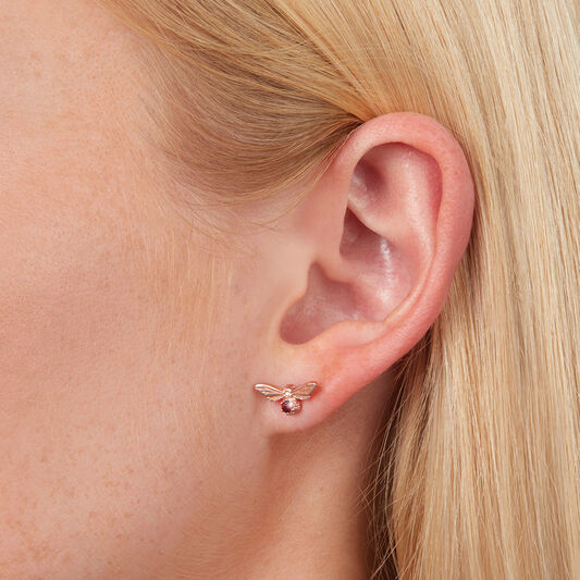 Celebration Stones Celebration Bee Studs Rose Gold & Garnet (January)