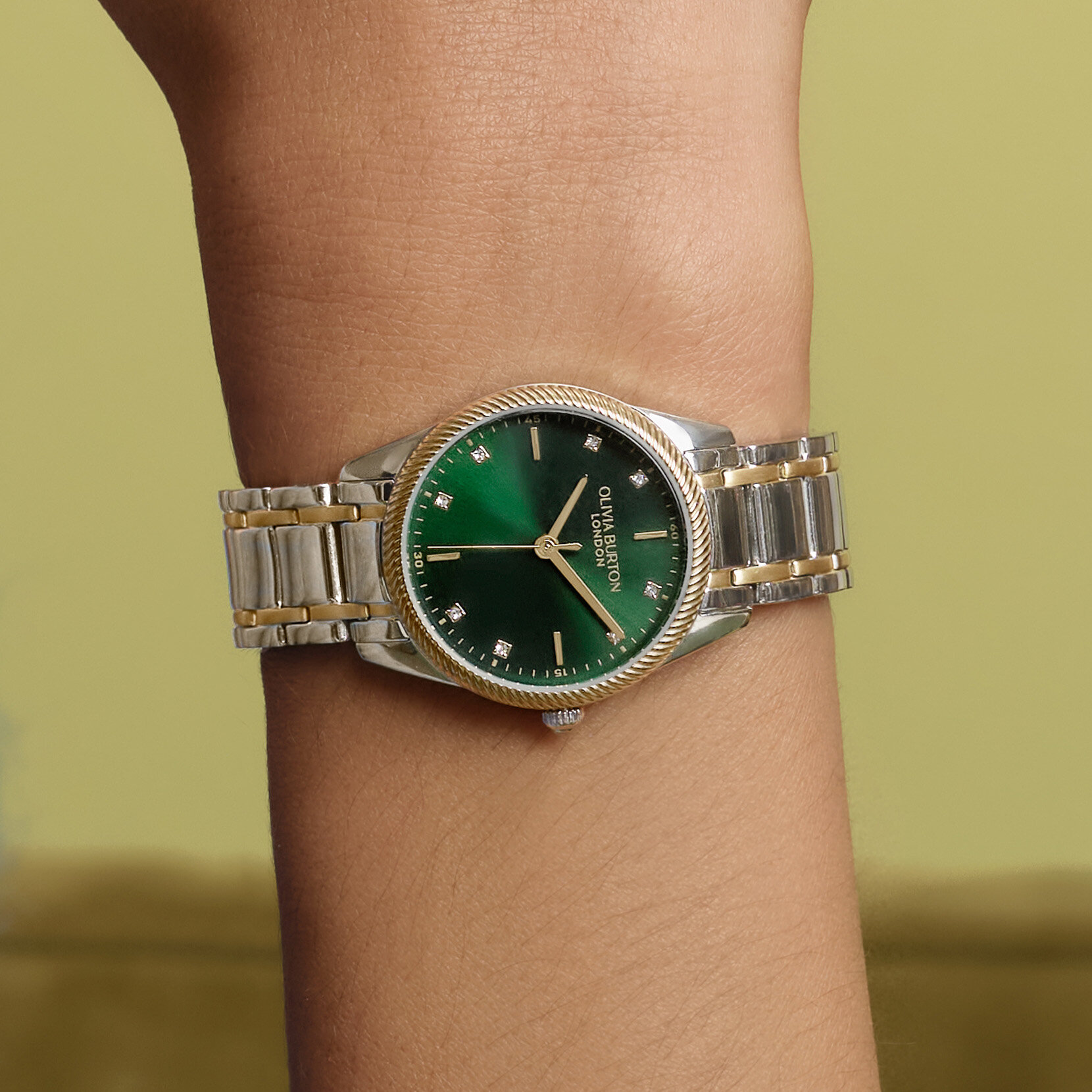 Montre Egerton Vert Forêt et Bracelet Bicolore 28 mm