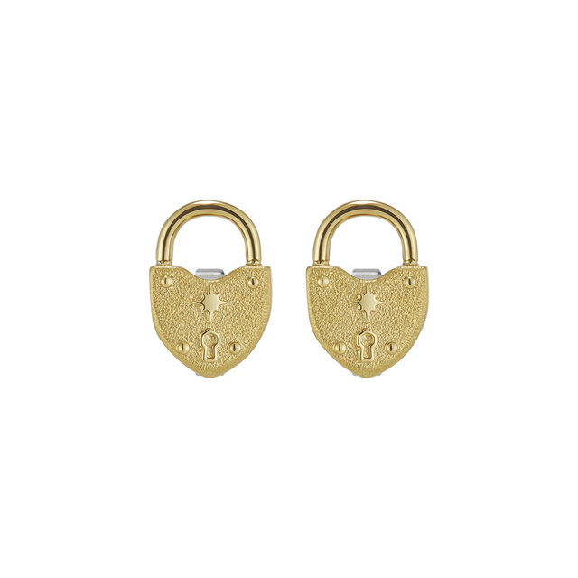 Boucles d'Oreilles Cadenas en C&oelig;ur Plaqu&eacute;es Or