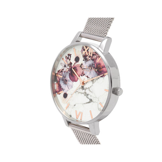 Marble Floral Mesh, Rose Gold & Silver