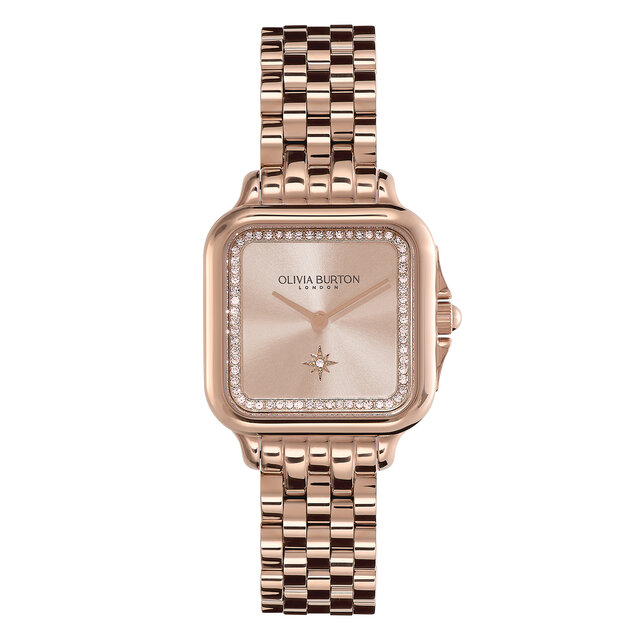 Montre Grosvenor bracelet Rose pastel et Or rose 28 mm