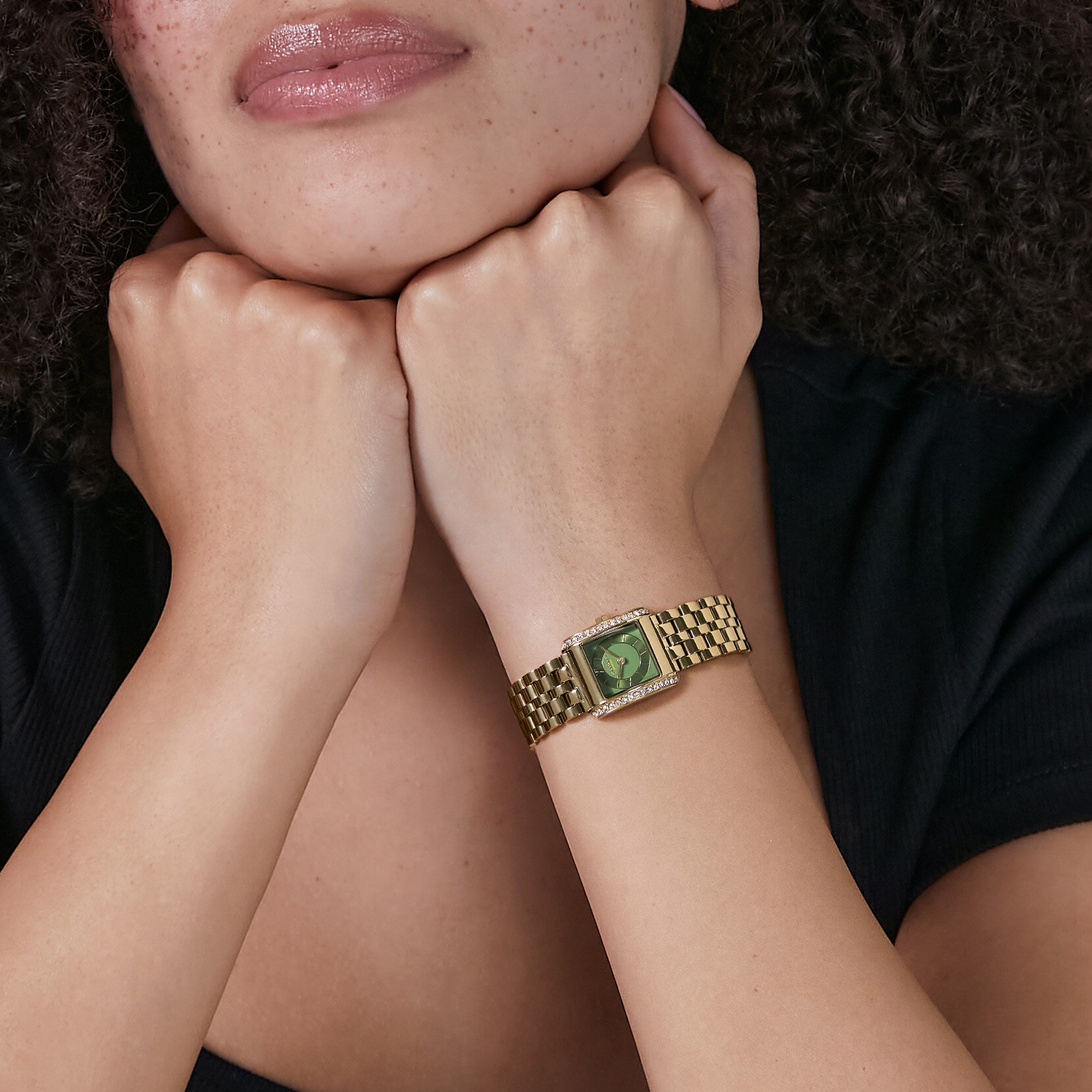 Montre Berkley Vert & Bracelet Or 21mm