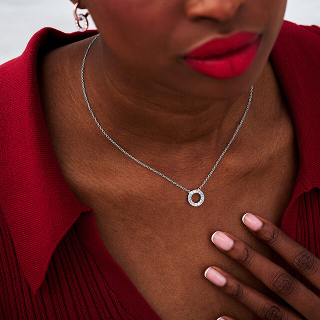 Silver Rainbow Halo Necklace